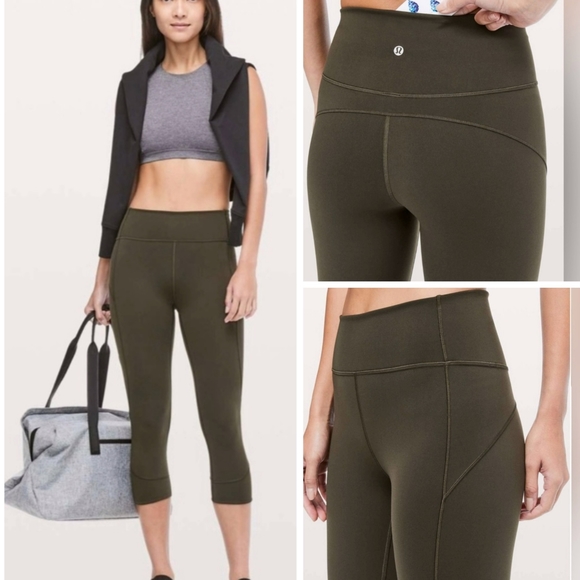 Lululemon In Movement Crop *Everlux 19" Leggings Dark Olive - Picture 4 of 5